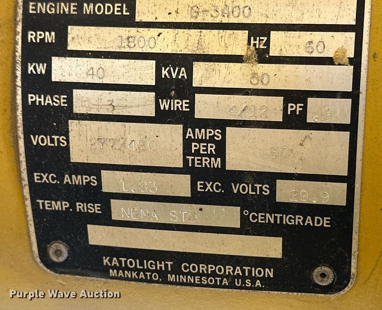 image for item EQ4596 Katolight NL45FRH4 generator