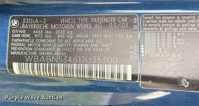 image for item OB9614 2001 BMW 330CI 