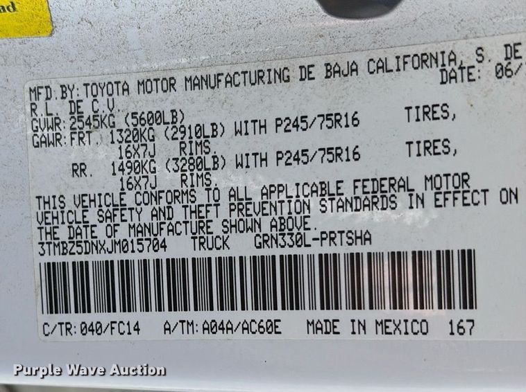 image for item OB9624 2018 Toyota Tacoma Double Cab pickup truck