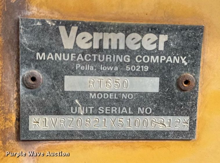 image for item DH9896 2005 Vermeer RT650 trencher