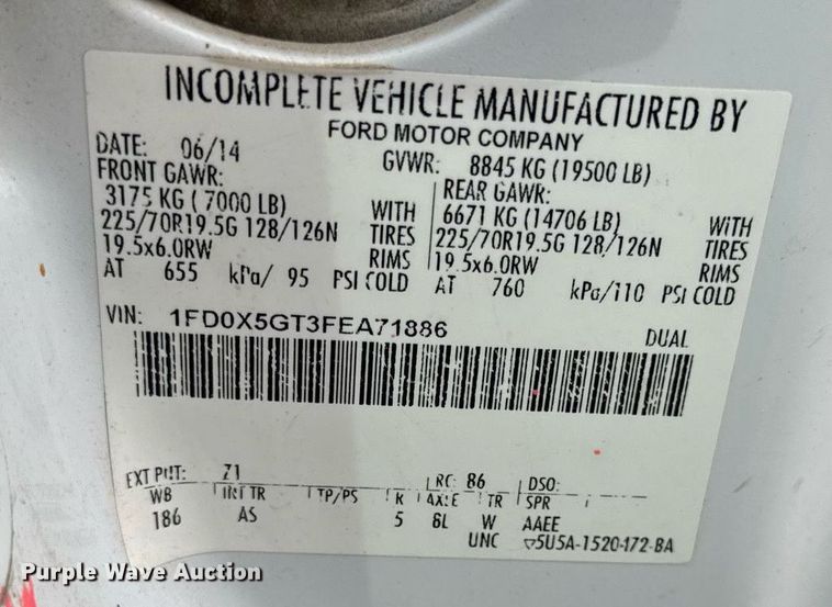 image for item DH9919 2015 Ford F550 Super Duty utility / service truck