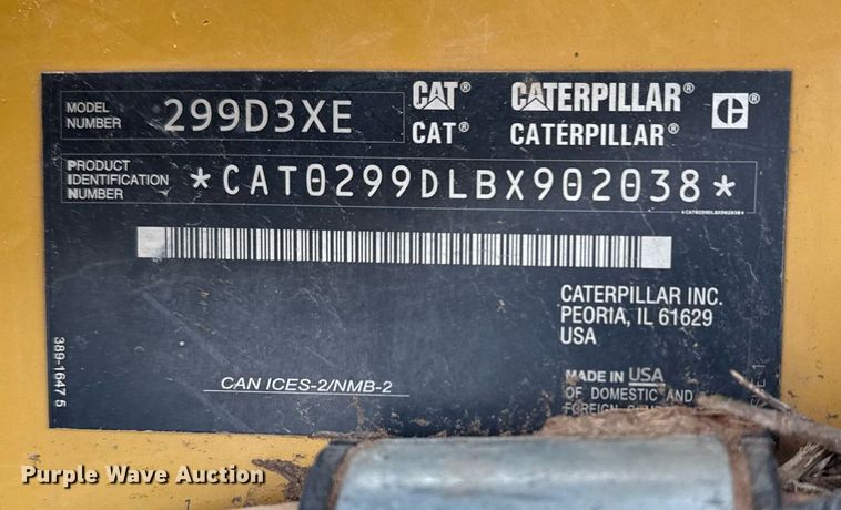 image for item DM5690 2020 Caterpillar 299D3 XE tracked skid steer loader