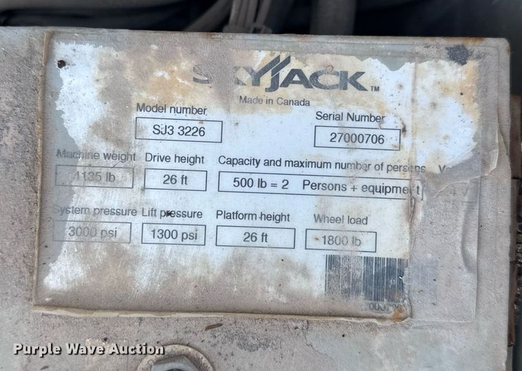 image for item DM5704 2007 Skyjack SJIII 3226 scissor lift