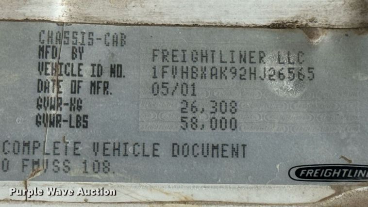 image for item DO0780 2002 Freightliner FL80 digger derrick truck