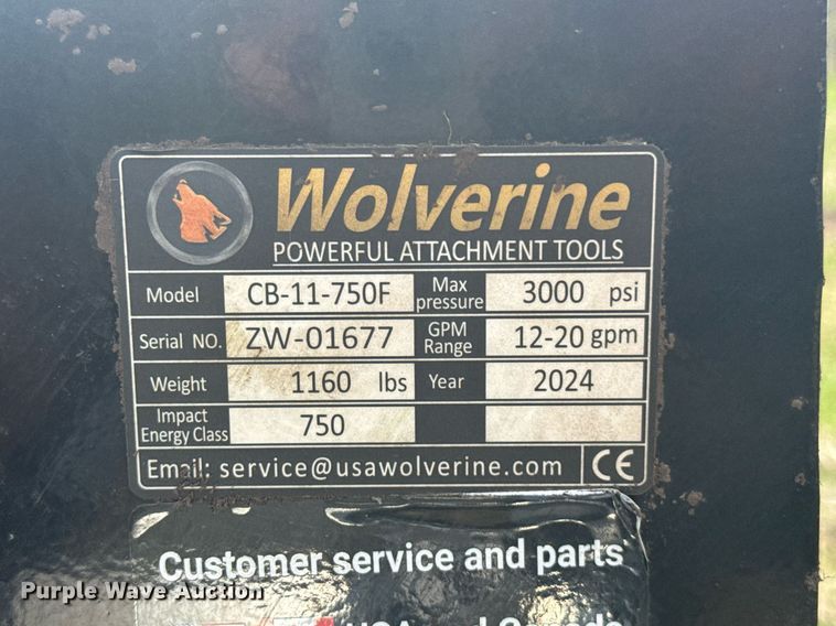 image for item DO0832 2024 Wolverine CB-11-750F skid steer breaker