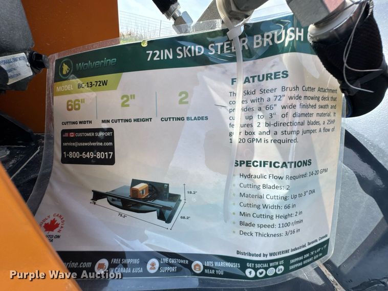 image for item DO0849 2024 Wolverine BC-13-72W skid steer rotary mower