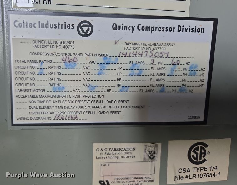 image for item DP6287 Quincy OMY75ACA31G air compressor