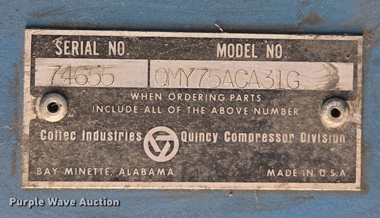 image for item DP6287 Quincy OMY75ACA31G air compressor