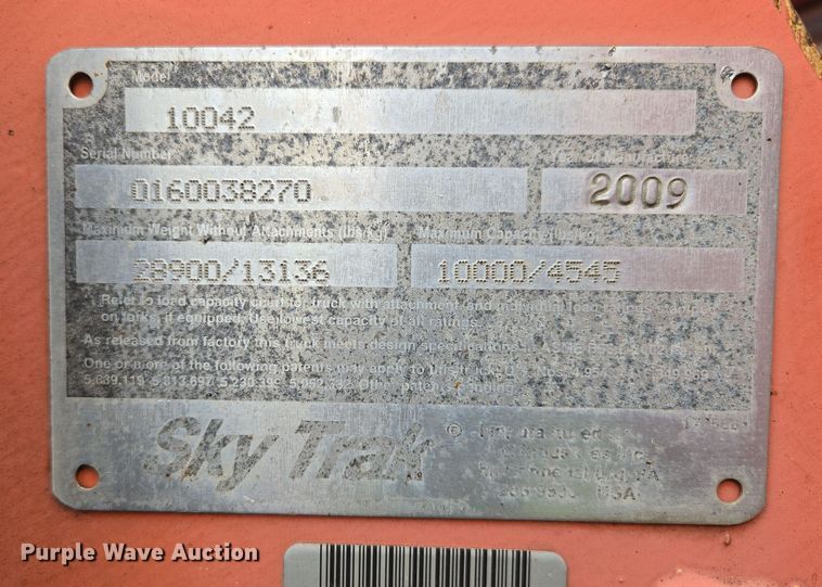 image for item DP6288 2009 Skytrak 10042 telehandler