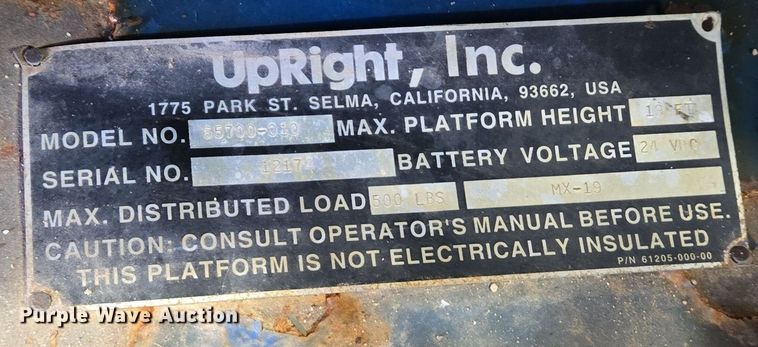 image for item DS5382 Upright 65700-010 scissor lift