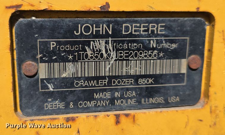 image for item DT6781 2012 John Deere 850K dozer