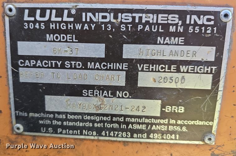 image for item DT6783 1996 Lull 6K-37 telehandler