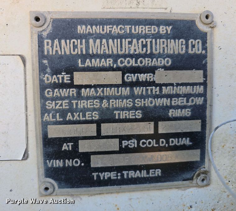 image for item DT6803 1998 Ranch Manufacturing Co. 21-42-3 bottom dump trailer