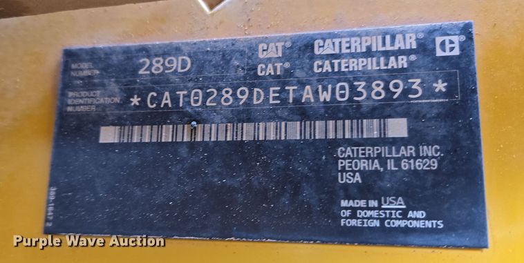 image for item DT7109 2015 Caterpillar 289D tracked skid steer loader
