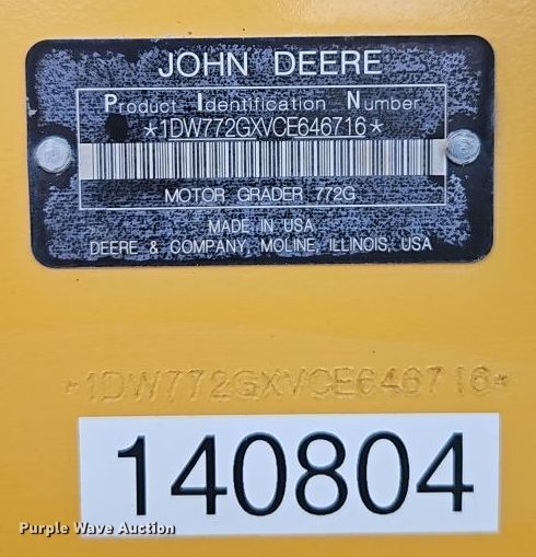 image for item DT7737 2012 John Deere 772G motor grader
