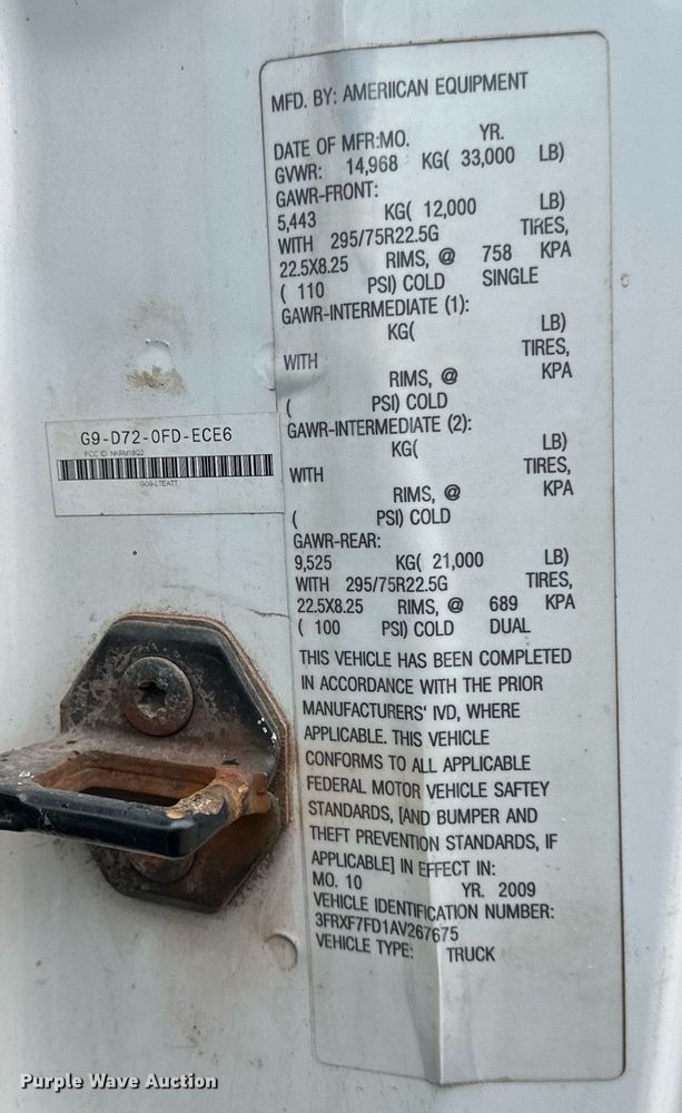 image for item DV0744 2010 Ford  F750 Super Duty XL utility / service truck