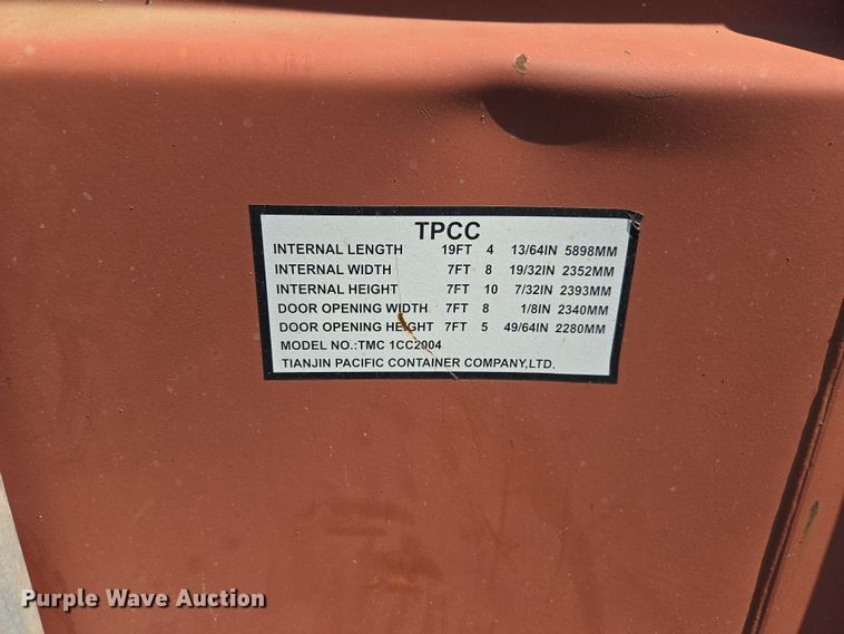 image for item DW8697 2007 Tianjin Pacific Container Company TMC1CC2004 storage container