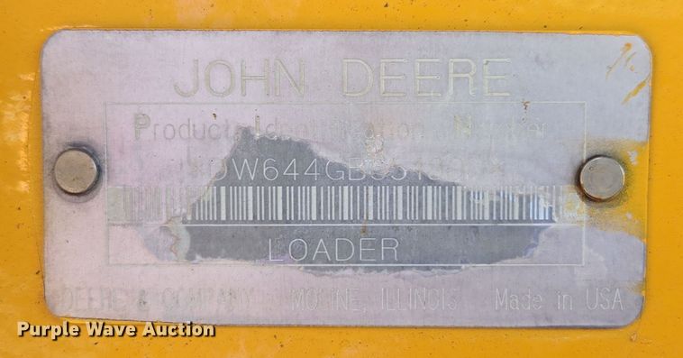 image for item EC0932 1995 John Deere 644G wheel loader