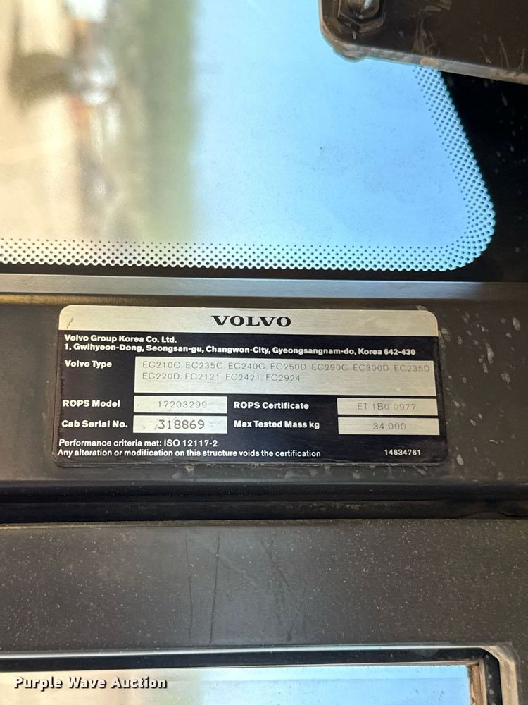 image for item ED5575 2012 Volvo EC250DL excavator