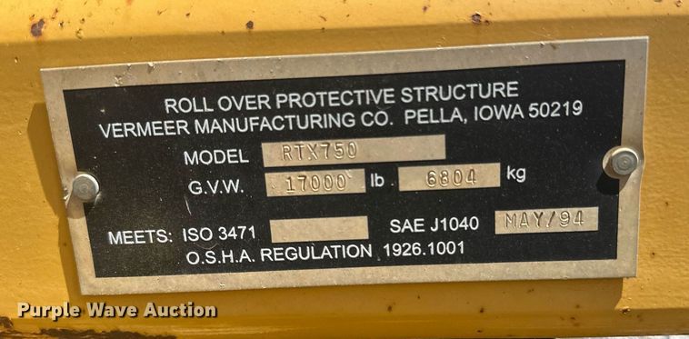 image for item EF2996 2010 Vermeer RTX750 trencher