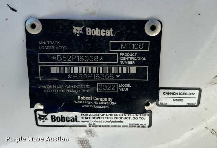 image for item EF2998 2022 Bobcat MT100 compact utility loader
