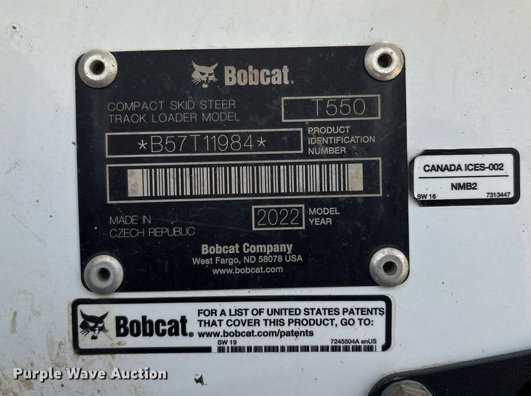 image for item EF3015 2022 Bobcat T550 tracked skid steer loader