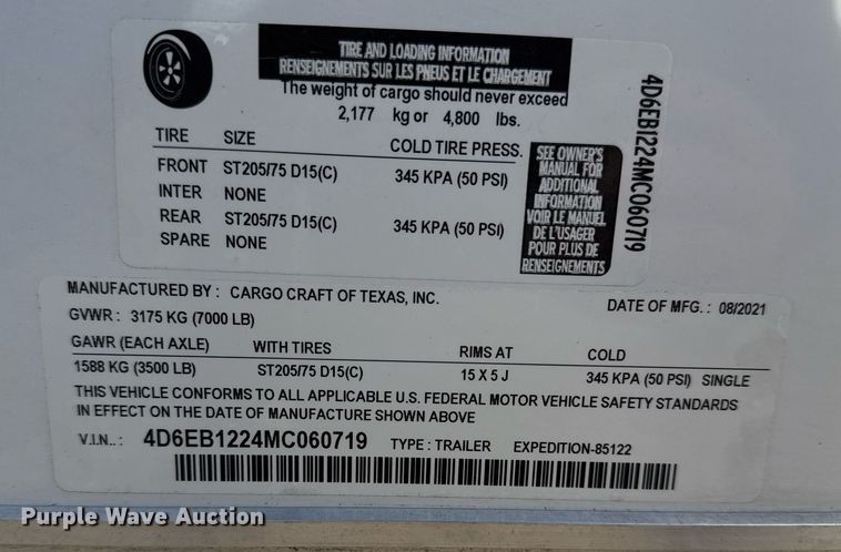 image for item EG2352 2021 Cargo Craft Expedition fiber optic splicing trailer