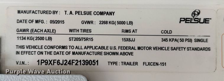 image for item EG2654 2015 T.A. Pelsue fiber optic splicing trailer