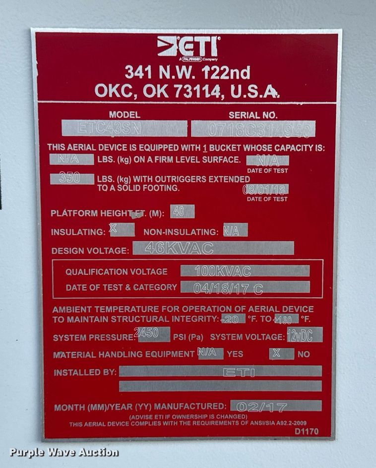 image for item EG5693 2018 Ford F550 Crew Cab bucket truck