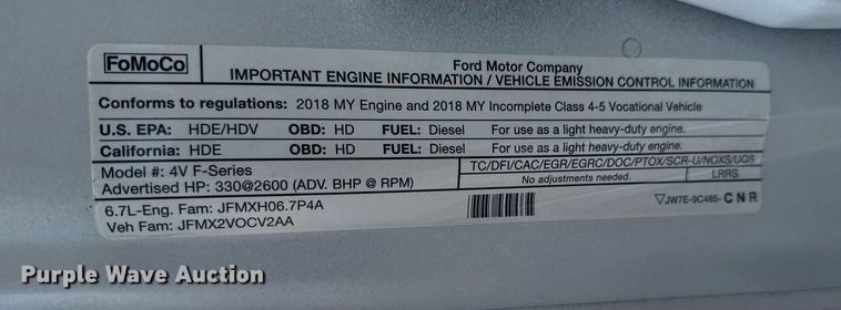 image for item EG5693 2018 Ford F550 Crew Cab bucket truck