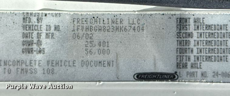 image for item EG5704 2003 Freightliner FL112 dump truck