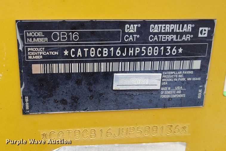 image for item EH0224 2021 Caterpillar CB16 double drum vibratory roller