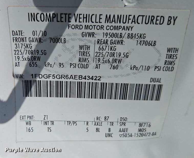 image for item EI8942 2010 Ford F550  utility / service truck