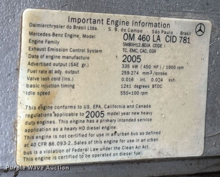 image for item EJ3594 2006 Sterling L9500 volumetric concrete mixer truck