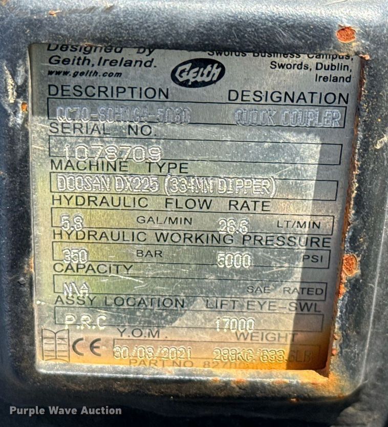 image for item EJ3612 2021 Doosan excavator bucket