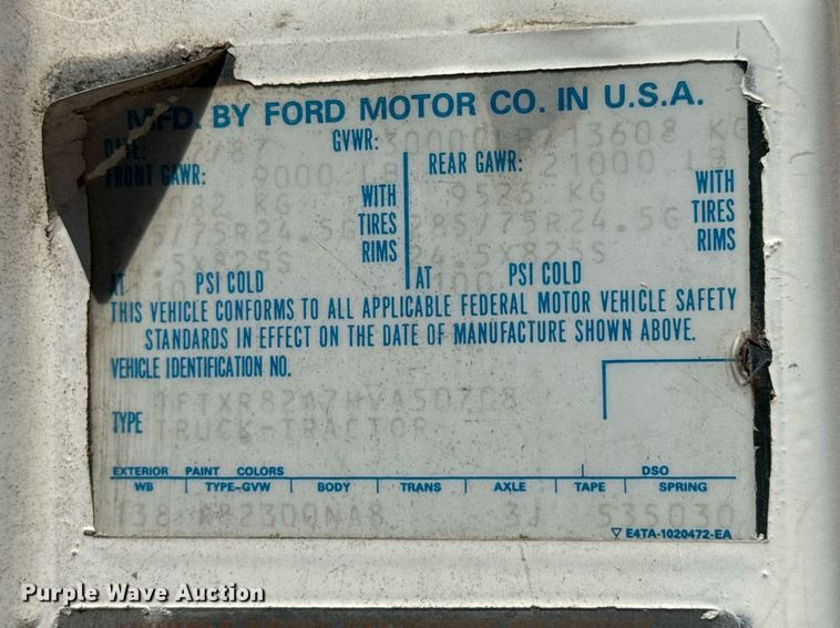 image for item EJ3631 1987 Ford LN8000F service truck with crash attenuator