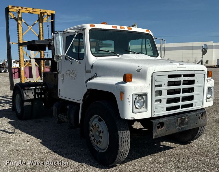 image for item EJ3632 1984 International 1955 truck cab and chassis with crash attenuator