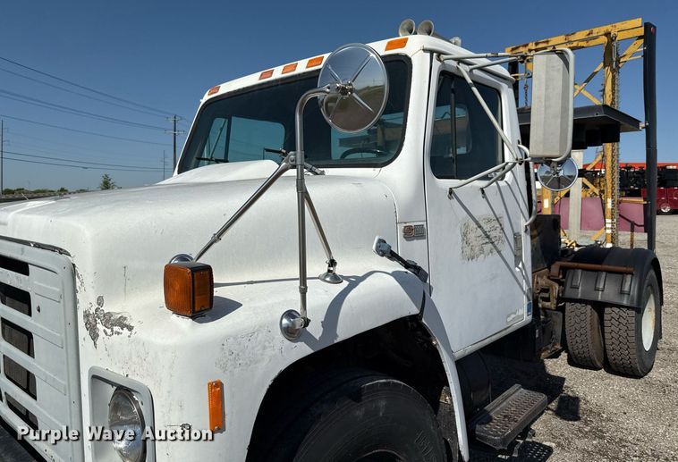 image for item EJ3632 1984 International 1955 truck cab and chassis with crash attenuator