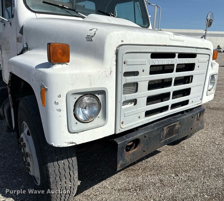 image for item EJ3632 1984 International 1955 truck cab and chassis with crash attenuator