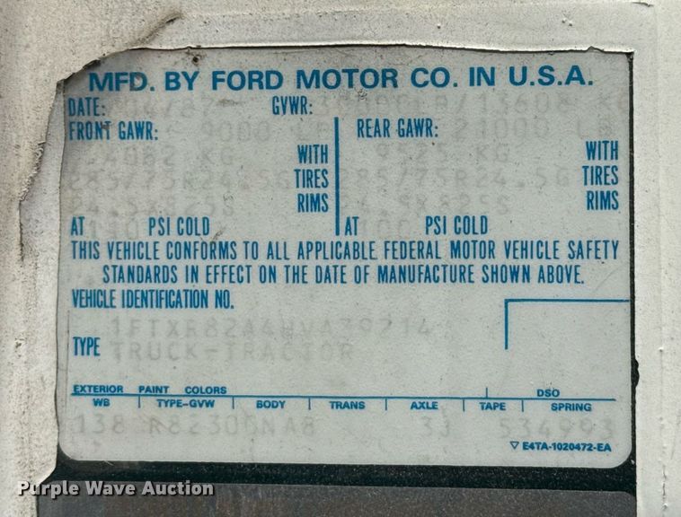 image for item EJ3633 1987 Ford LN8000F utility / service truck with crash attenuator 