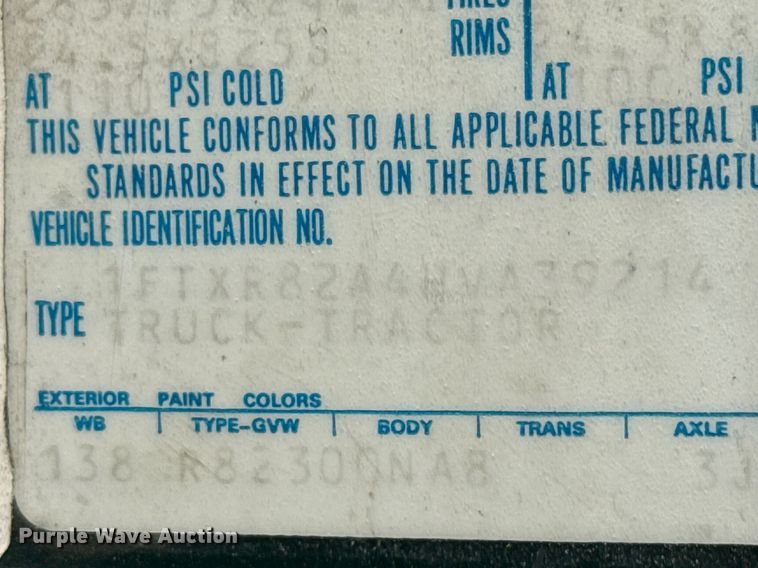 image for item EJ3633 1987 Ford LN8000F utility / service truck with crash attenuator 