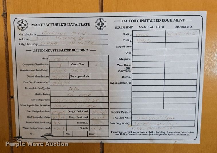 image for item EJ7381 1999 Pac Van office trailer