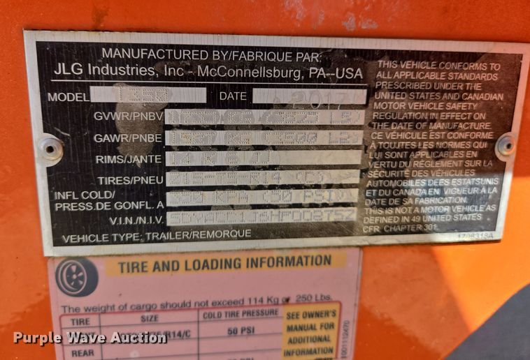 image for item EJ7385 2017 JLG Lift T350 boomlift