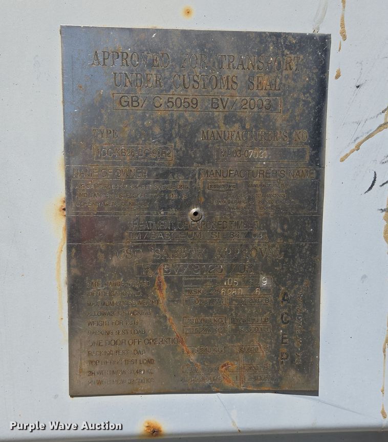 image for item EJ7388 2009 shipping container