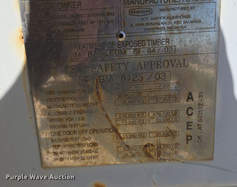 image for item EJ7388 2009 shipping container