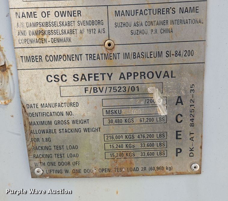 image for item EJ7389 2009 shipping container