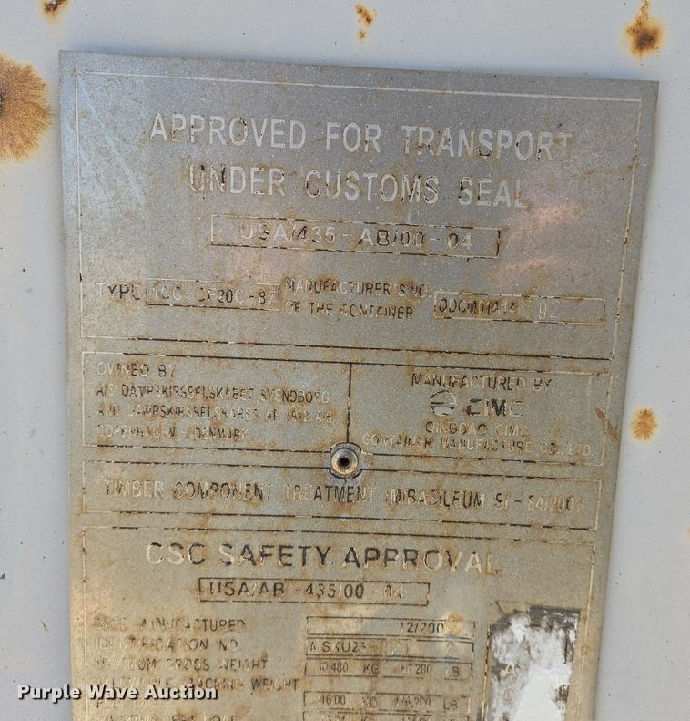 image for item EJ7390 2008 CIMC shipping container