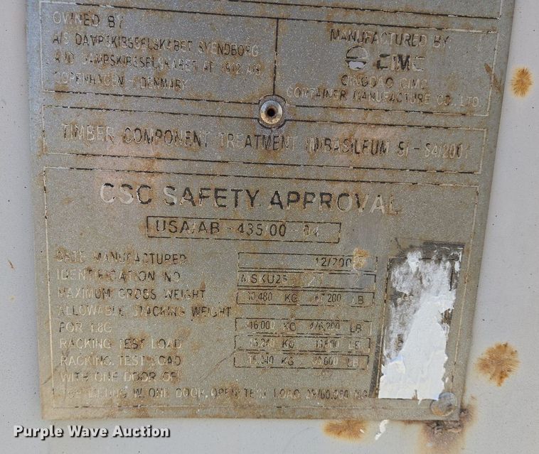 image for item EJ7390 2008 CIMC shipping container