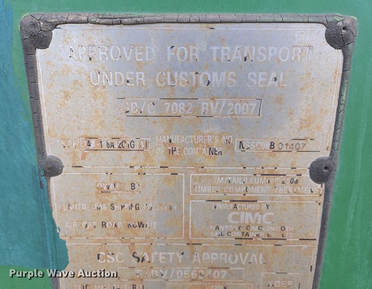 image for item EJ7396 2008 CIMC shipping container