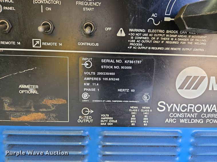 image for item EJ7412 Miller Syncrowave 250 welder